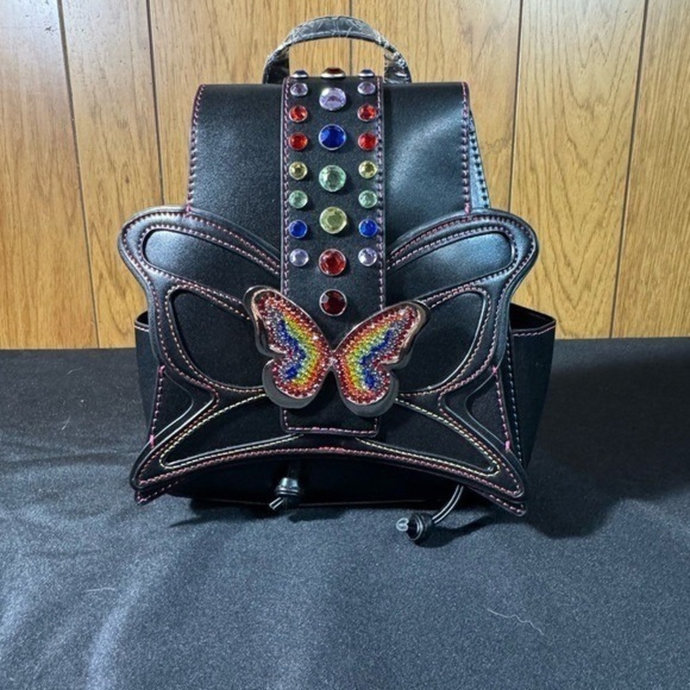 Dolls Kill - Bratz Black Backpack with Rainbow Butterfly and Gem Accents NWT